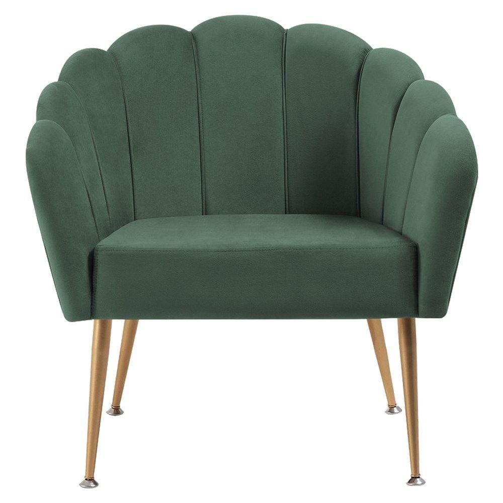 Poltrona Decorativa Pes Aço Dourado 7049 Veludo Verde Dmobiliario
