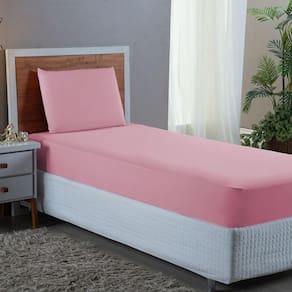 Jogo de Cama de Solteiro 2 pç Lençol + Fronha Premium Micro Percal 400 Fios Liso Rosê