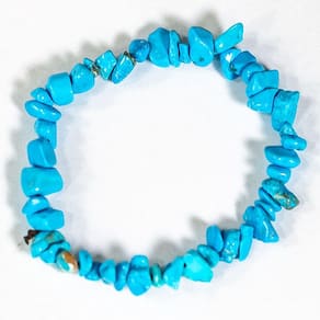 Pulseira Pedra Turquesa Azul Natural Fio Fibra Silicone