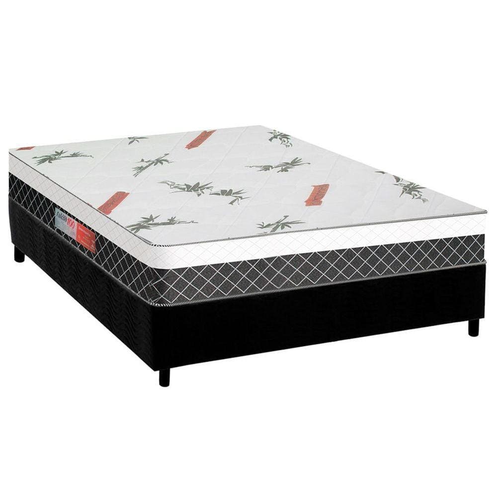 Cama Box Casal: Colchão Anatômico Plumatex D28/EP Falcon Ultra Firme + Base CRC Suede Black(138x188)