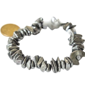 Pulseira Hematita Natural Pedra Rolada com Fibra Silicone