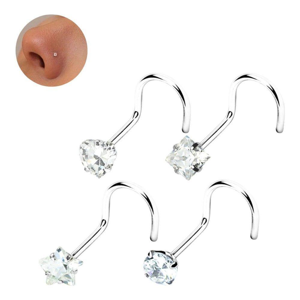 Piercing Ferradura Fina Nariz Aço Cirúrgico Pvd Zirconia