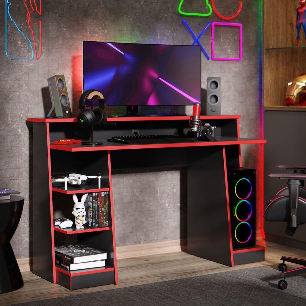 Mesa Gamer Escrivaninha Mesa De Computador Xp - Preto/Vermelho