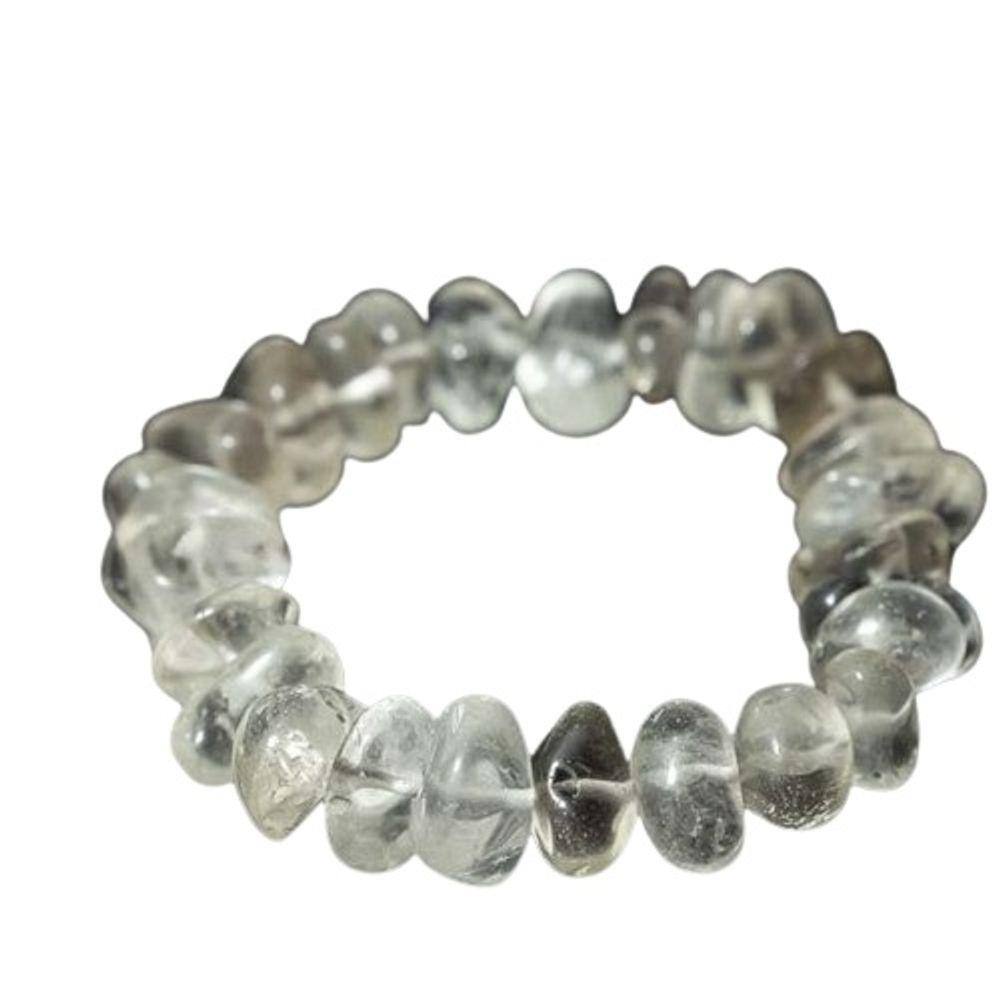 Pulseira Cristal Rolada Pedra Quartzo Natural Silicone
