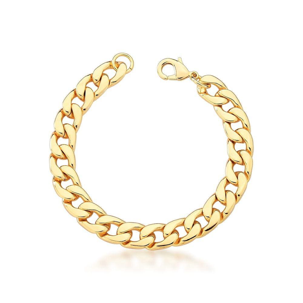 Pulseira com elos groumet lisos banhada a ouro-Zarpellon