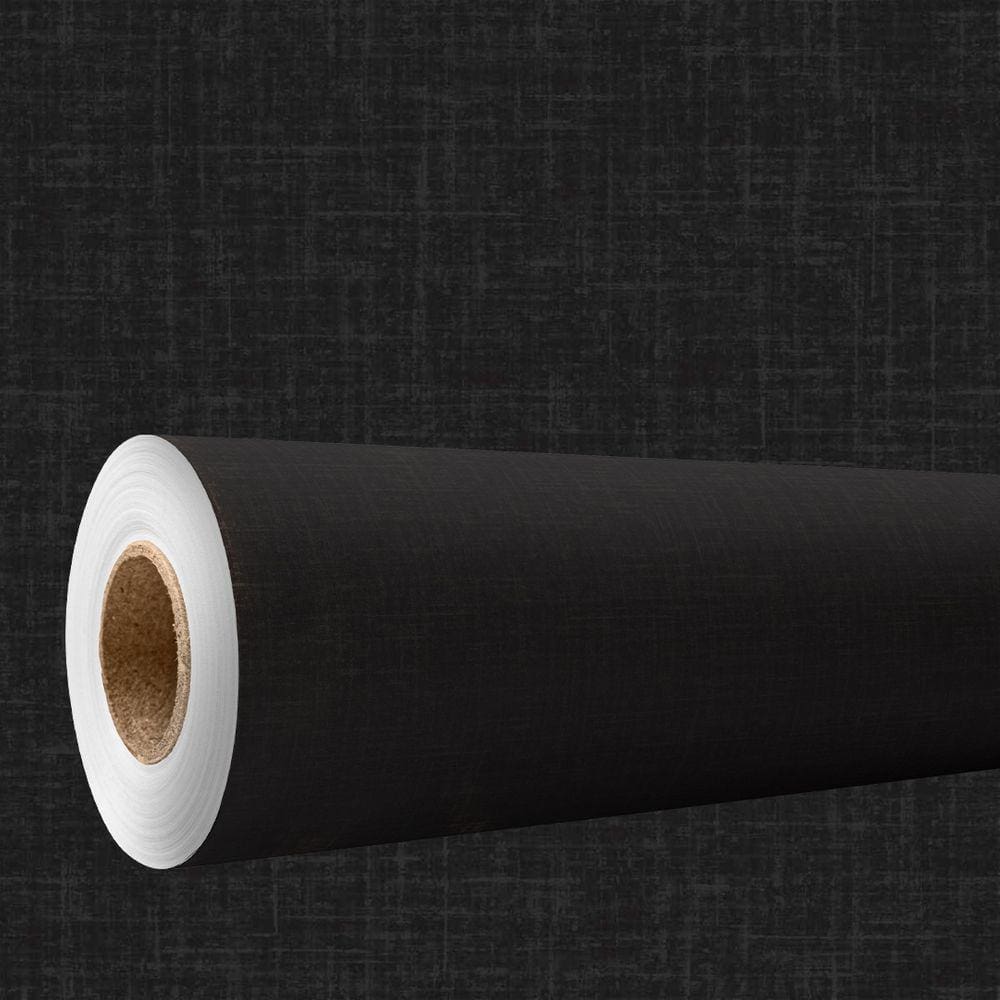 Papel de parede 3D Lavavel efeito tecido linho preto texturizado Decorativo Quarto Sala 6m