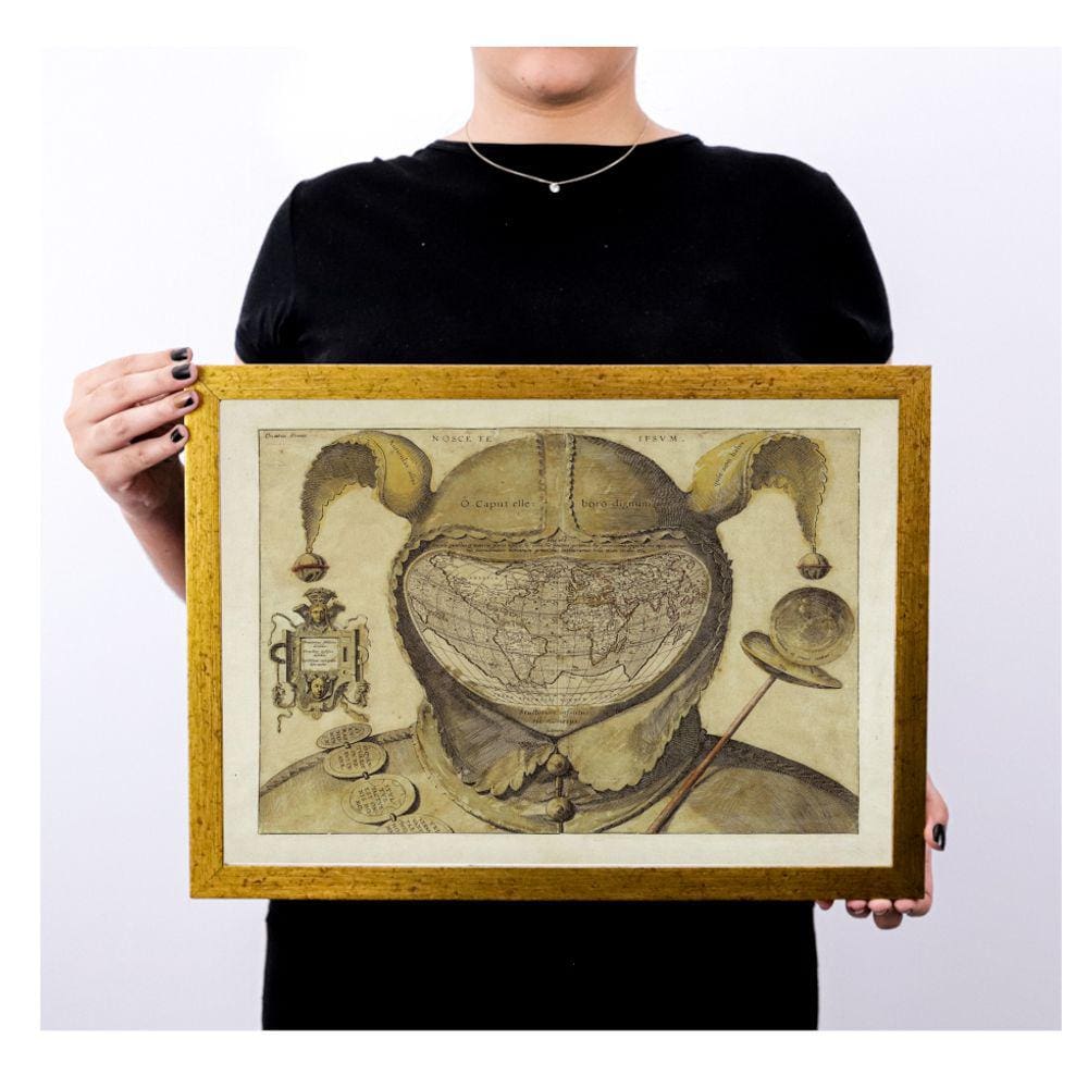 quadro poster c moldura decoração antiga mapa drd763