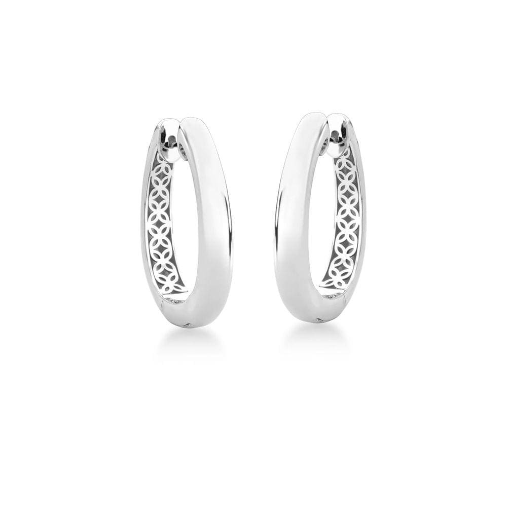 Brinco argola oval lisa banhada a ródio-Zarpellon