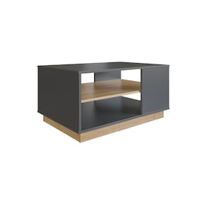 Mesa de Centro Retangular Completa Móveis Livorno MC002GFOA Grafite OAK SE
