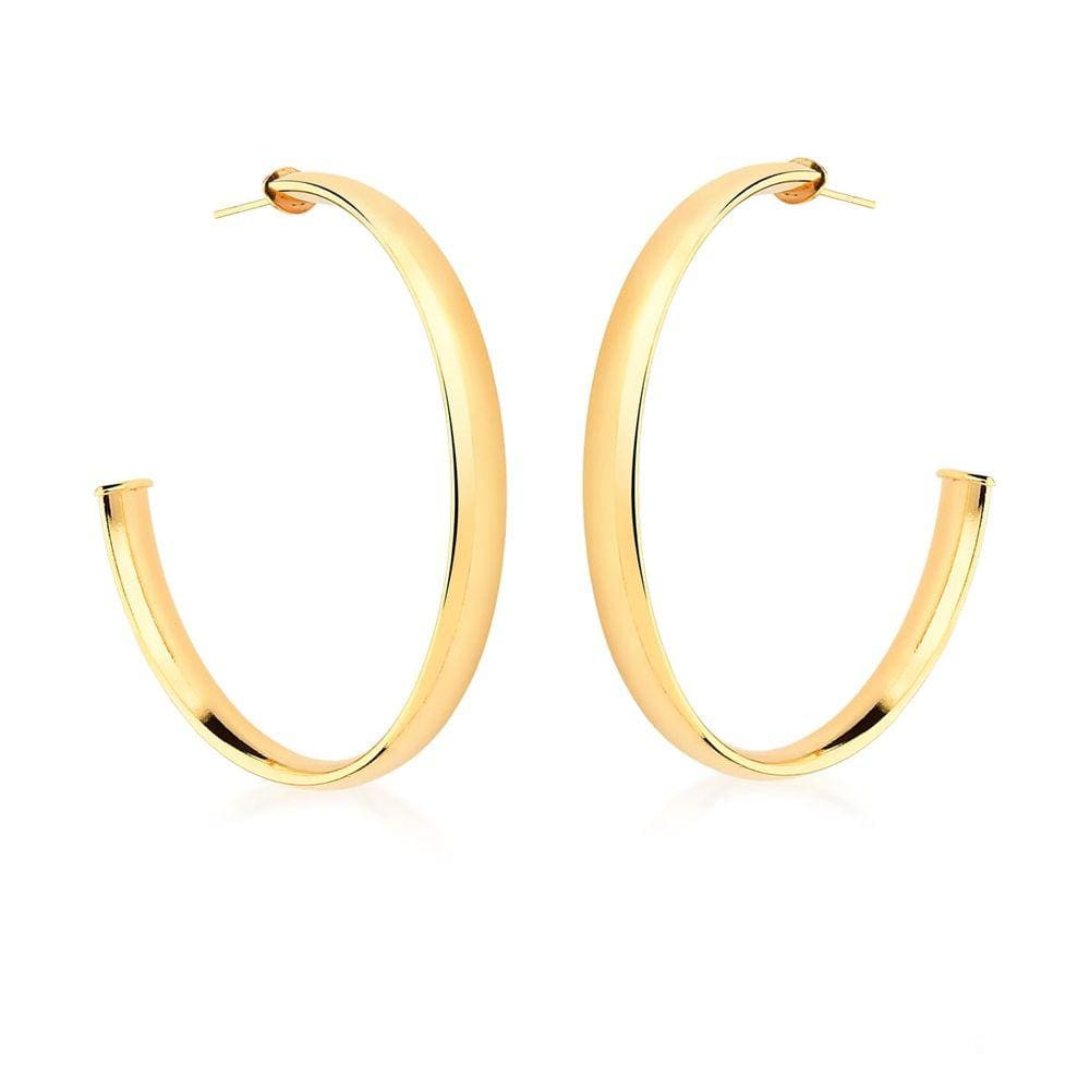 Brinco meia argola lisa banhada a ouro-Zarpellon