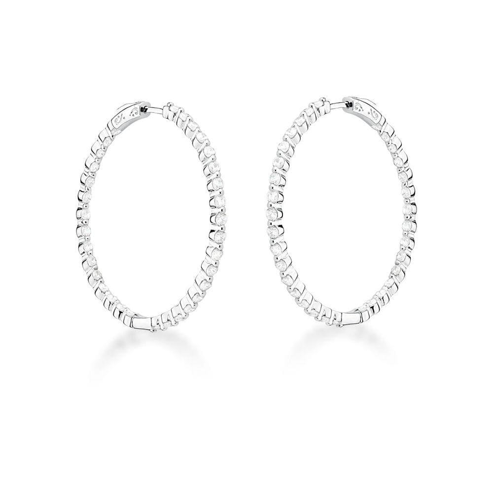 Brinco argola com zircônias brancas banhada a ródio-Zarpellon