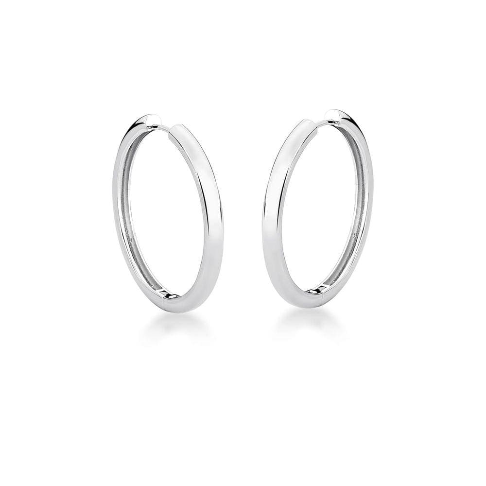 Brinco argola redonda lisa banhada a ródio-Zarpellon