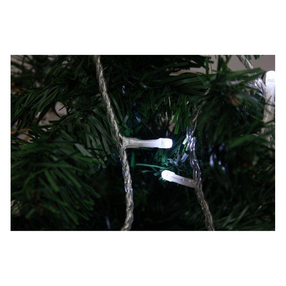 Cordão 100 Leds Branco Fixo Fio Transparente Tom. M/Mf 127V