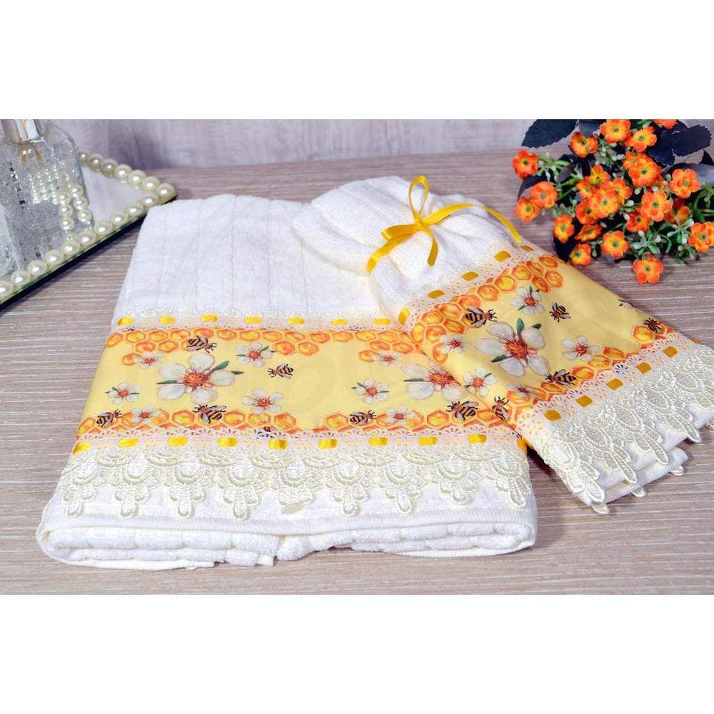 Jogo de Toalhas Rosto e Mão  - Abelhinhas