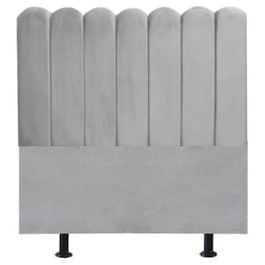 Cabeceira Nuvem Cama Solteiro 90 cm Alanis Suede Cinza Claro