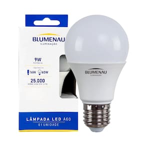 Lâmpada Led Bulbo A60 9W Blumenau E27 Bivolt 4100K Luz Neutra