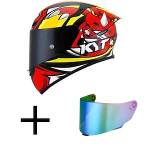 Capacete KYT TT Course Rhino Preto e Vermelho Mais Viseira Camaleão