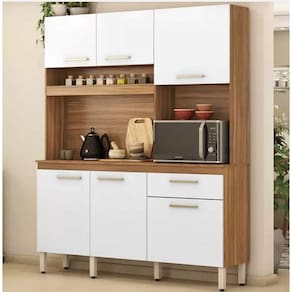 Cozinha Compacta 6 Portas 1 Gaveta 1,60 cm Alamo Amendola / Branco Demobile