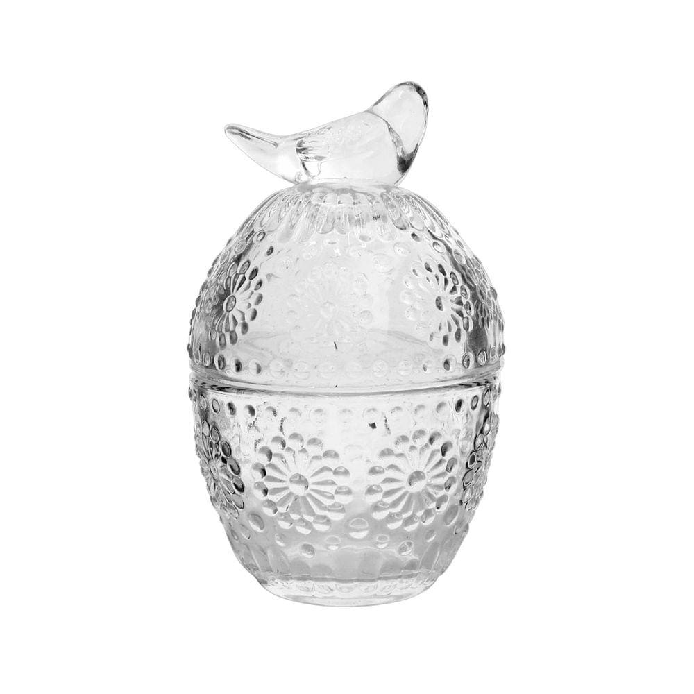 Porta Jóia Pássaro De Vidro Com Tampa 9x16cm