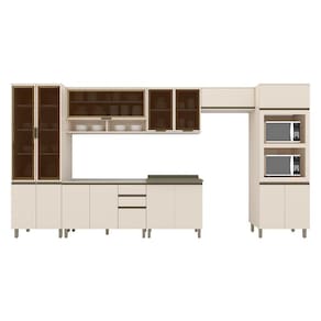 Cozinha Completa Connect 7 Peças com Cristaleira e Torre Quente 2 Fornos - Móveis Henn