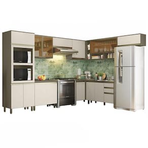 Cozinha Completa de Canto 9 Peças Connect com Torre Quente 2 Fornos - Móveis Henn