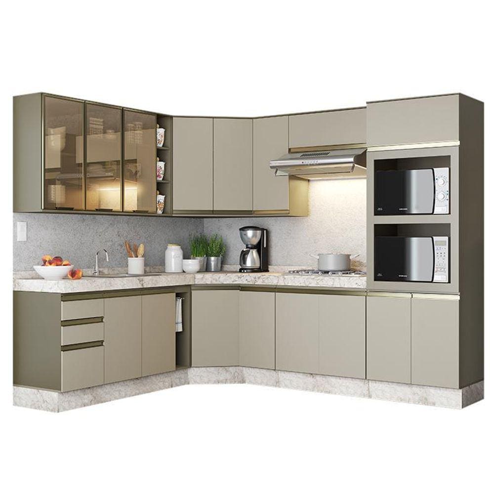 Cozinha Completa Canto Oblíquo 11 Peças Connect - Móveis Henn
