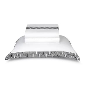 Jogo de Cama Queen By The Bed 300 Fios Algodão Egípcio The Skyline Branco e Preto 4pçs (2 Lençois+2 Fronhas)