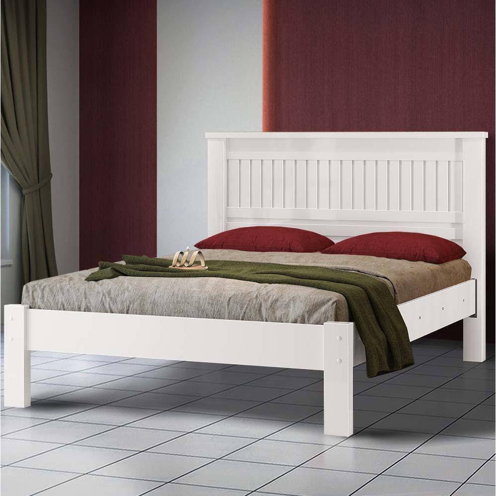 Cama Casal 149x230 Com Colchão Branco Fucios Shop Jm - Branco