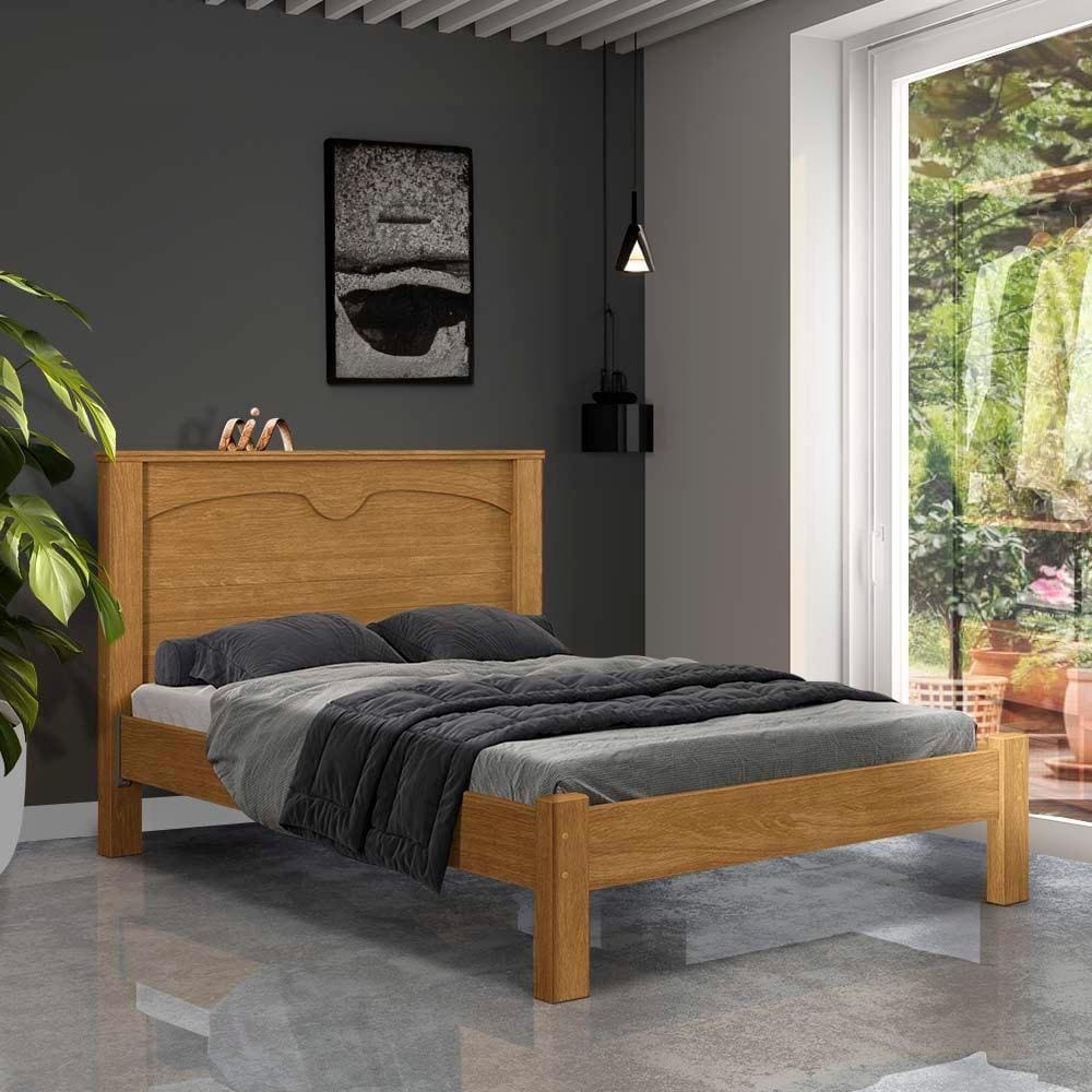 Cama Casal Reforçada Com Colchão Cinamomo Off White Flex Holanda Shop JM - Marrom