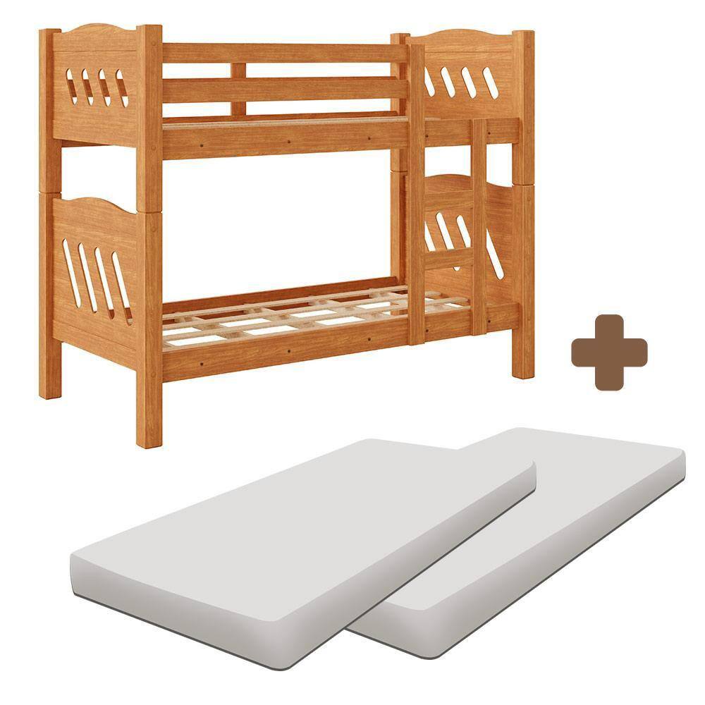 Beliche De Solteiro Com Grade De Proteção Com 2 Colchões Nature Perola Fênix - Marrom