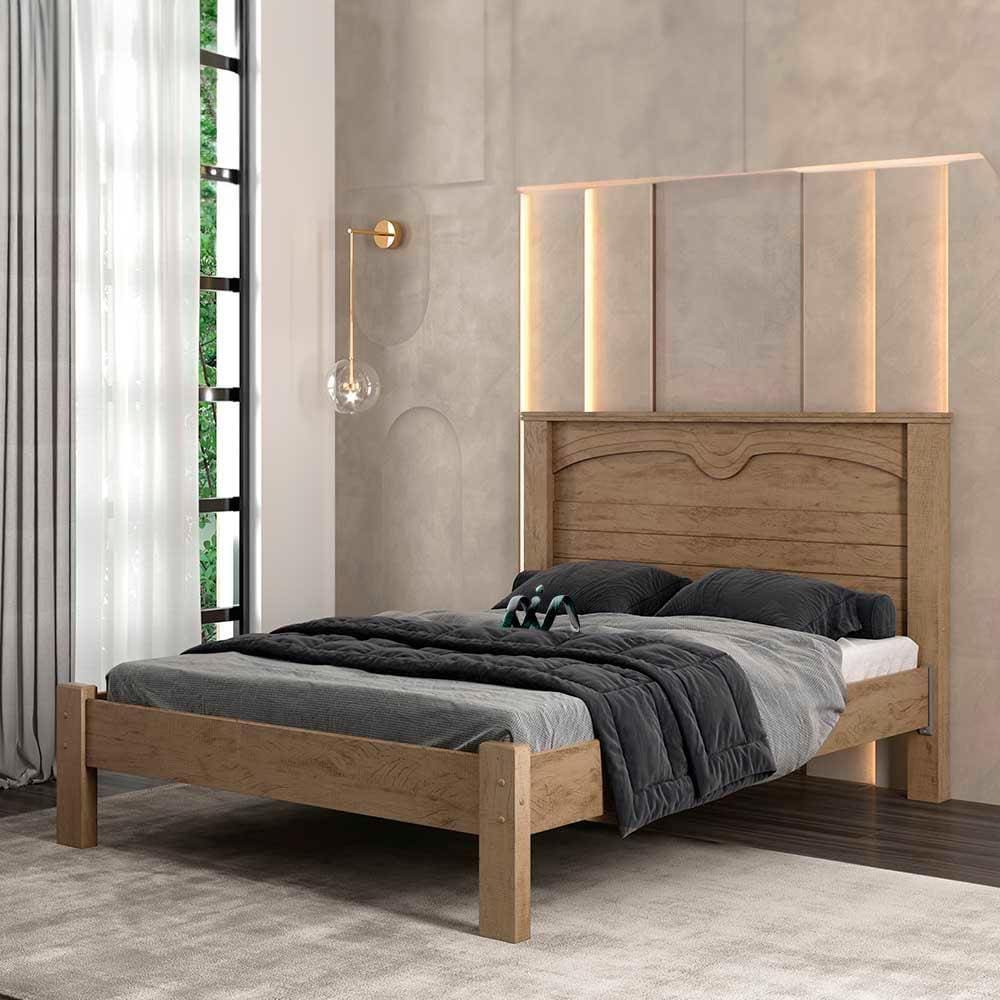Cama De Casal Com Colchão Castanho Amsterdã Fênix - Marrom