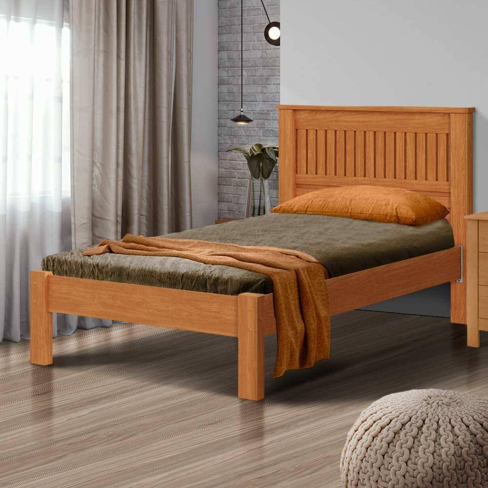 Cama Solteiro Com Colchão 88x188 Nature Deper Shop Jm - Marrom