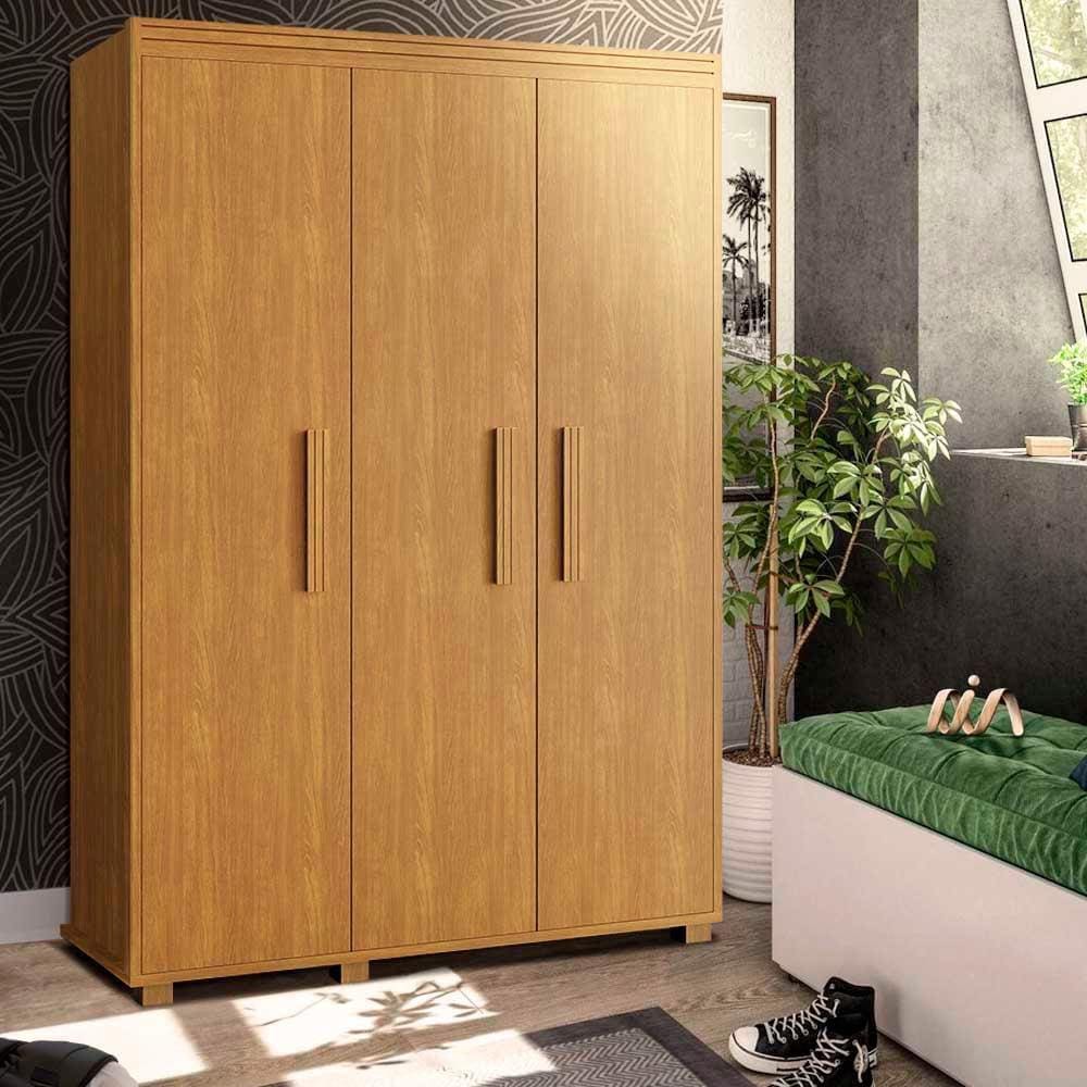 Guarda Roupa 3 Portas 124 cm Cinamomo Nicarágua Shop JM - Marrom
