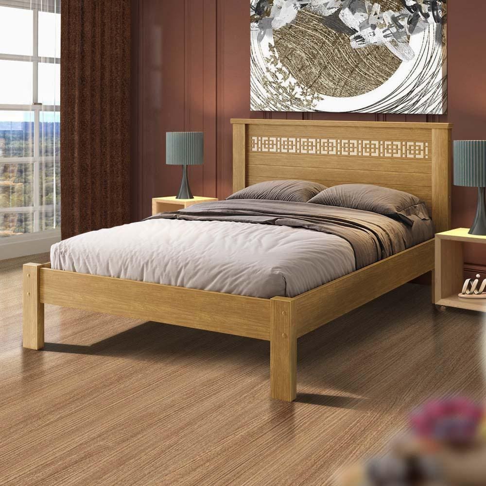 Cama De Casal Com Estrado Reforçado Com Colchão Cinamomo Off White Pavi Shop Jm - Marrom