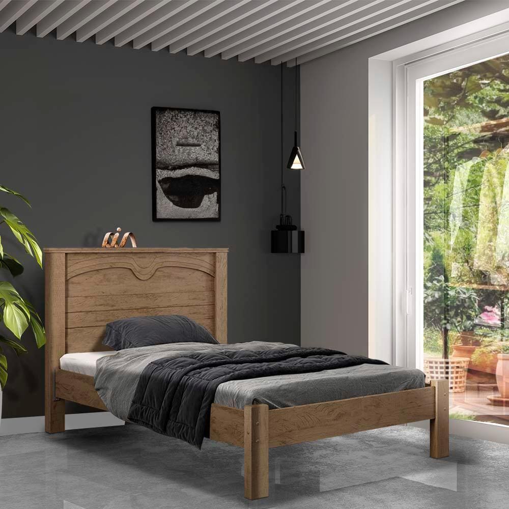 Cama De Solteiro Com Colchão Castanho Amsterdã Fênix - Marrom