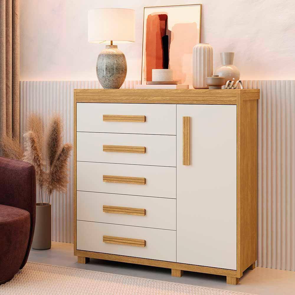 Ｇ：230651　チェスト6段 GABINETE MGM SENSE 60CM TITANIUM E FREIJO - Guaxucabos