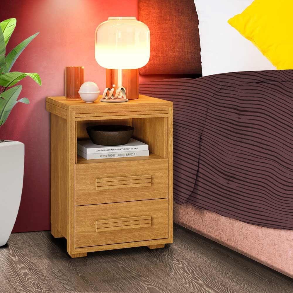 Mesa De Cabeceira 42 x 38 cm 2 Gavetas Cinamomo Ginza Shop JM - Marrom