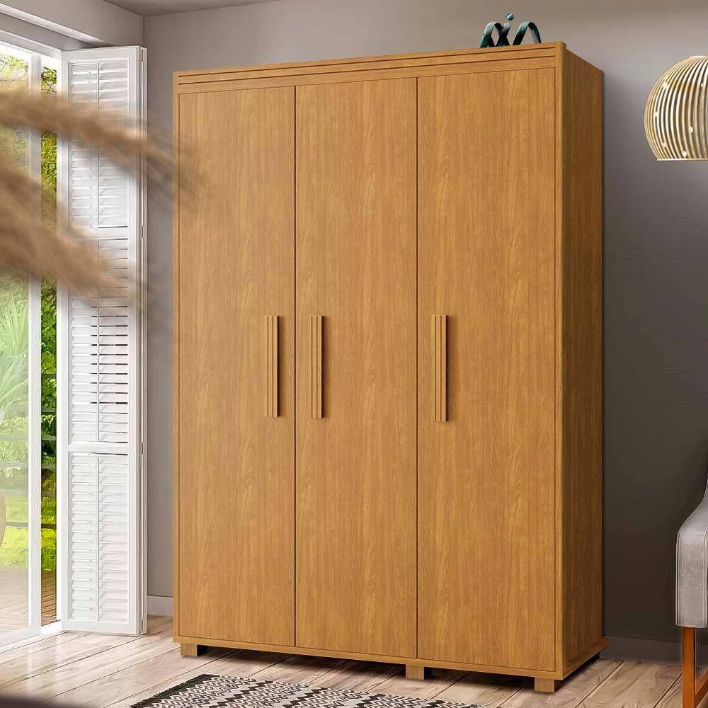 Guarda Roupa Pequeno 3 Portas 124 cm Cinamomo Panamá Shop JM - Marrom