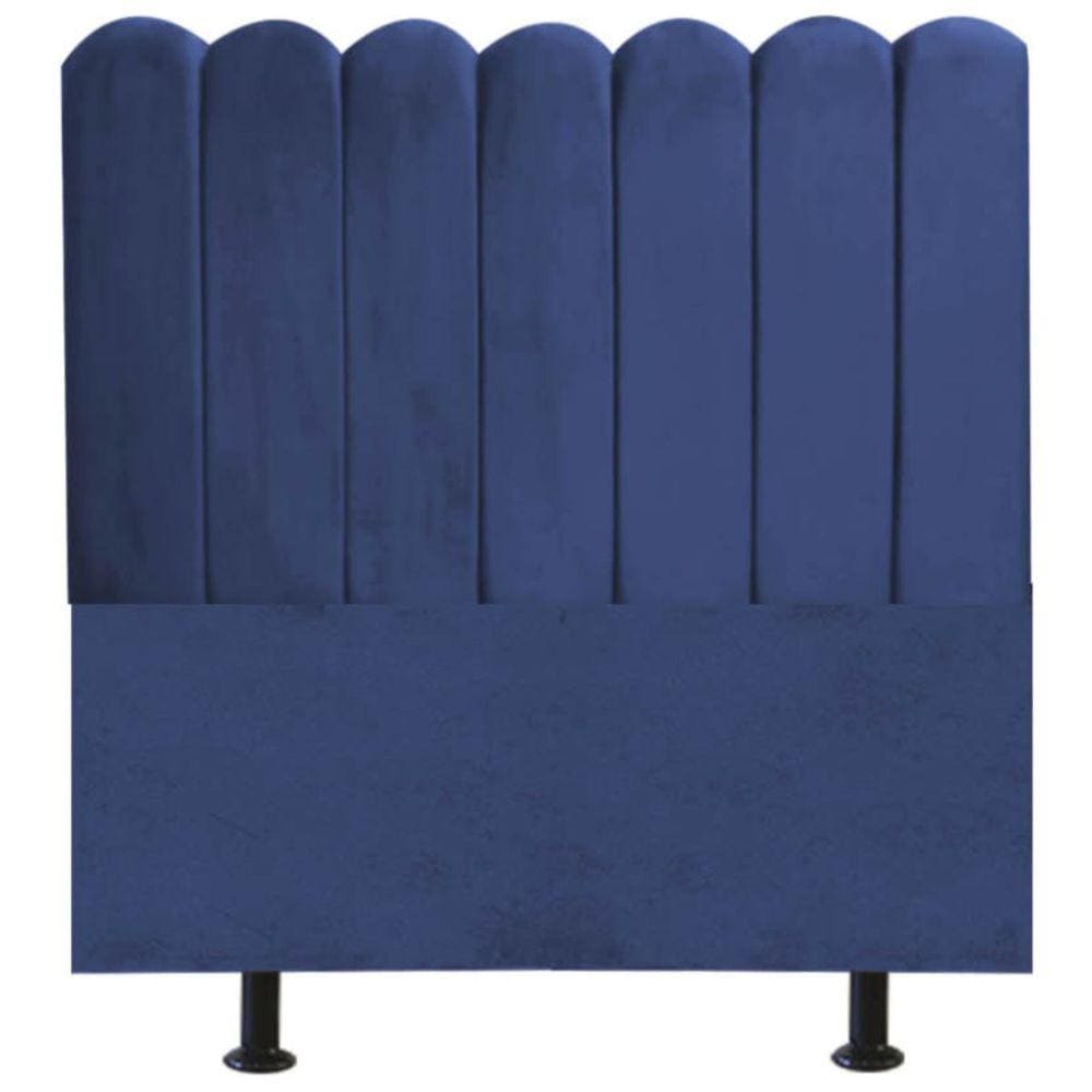 Cabeceira Nuvem Cama Casal 140 cm Alanis Suede Azul Marinho
