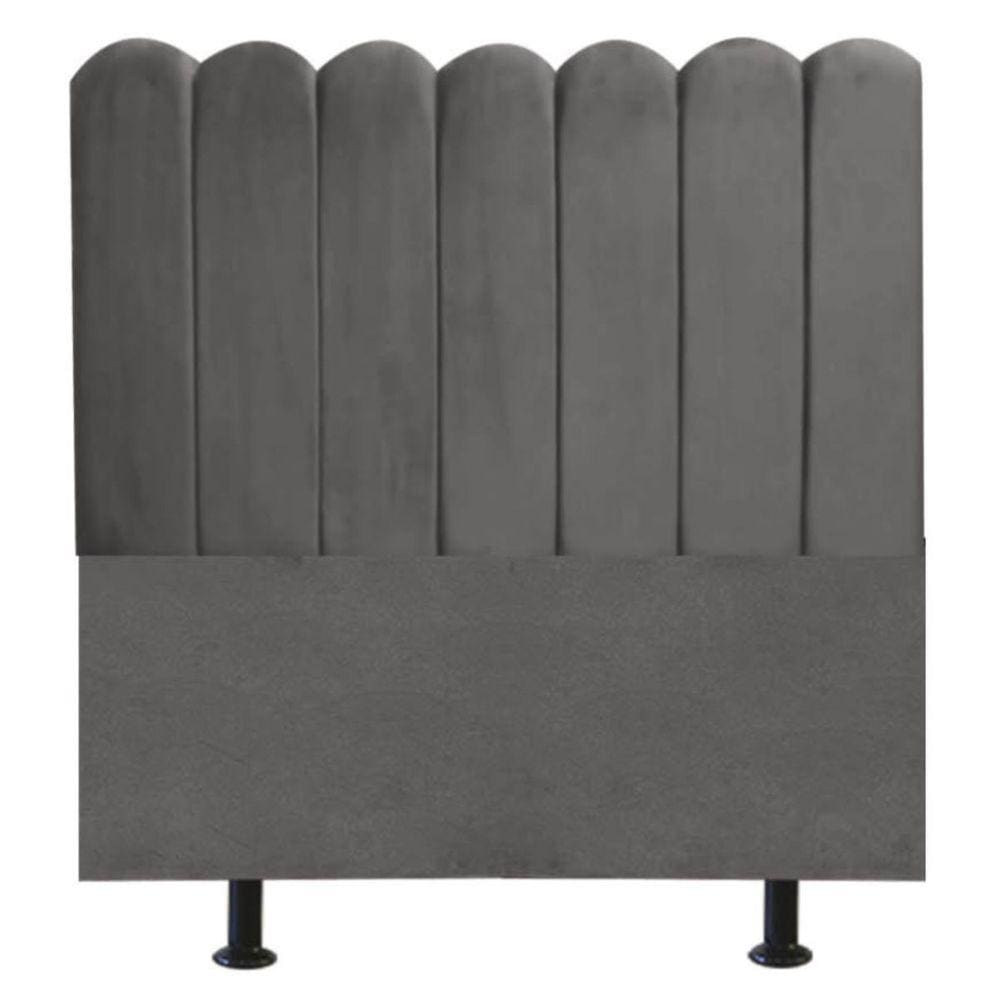 Cabeceira Nuvem Cama Casal 140 cm Alanis Suede Cinza Escuro