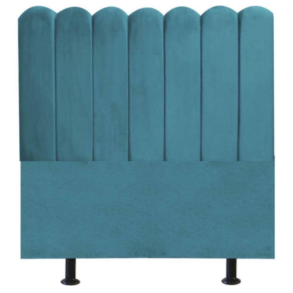 Cabeceira Nuvem Cama Casal 140 cm Alanis Suede Azul Turquesa