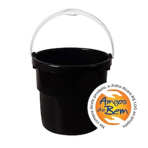 Balde Plástico 12 Litros Astra Preto e Branco BP12*PR-BR