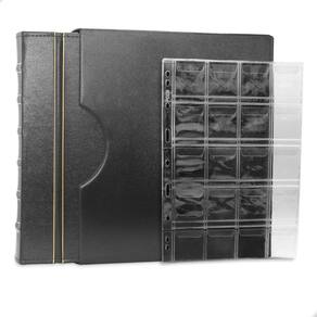 Álbum de Luxo Preto Gigante 30 Folhas de 20 Bolsos 28x21