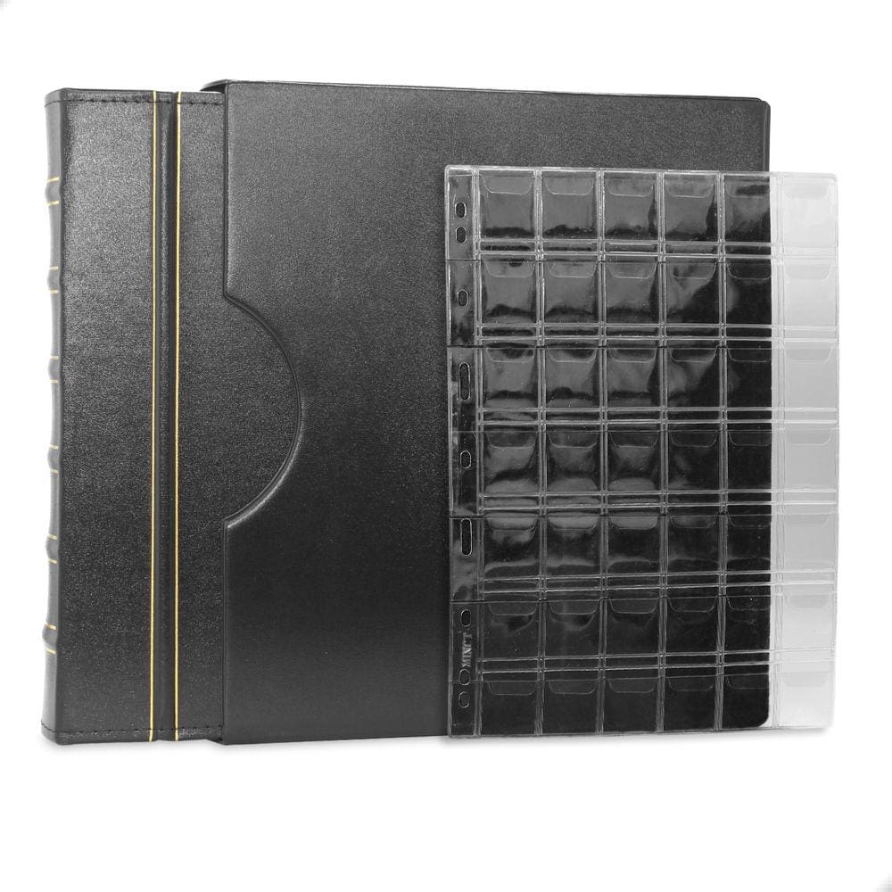 Álbum de Luxo Preto Gigante 10 Folhas de 42 Bolsos 28x21