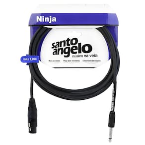 Cabo Microfone Santo Angelo 08711 Ninja Hg 10ft 3,05m EmborrachadoP10 Xlr Preto