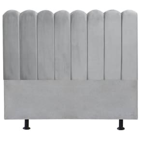 Cabeceira Nuvem Cama Queen 160 cm Alanis Suede Cinza Claro