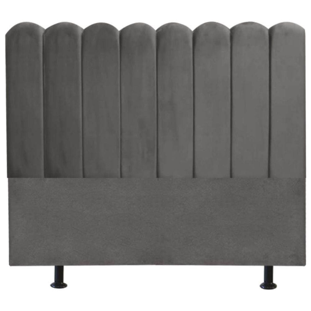 Cabeceira Nuvem Cama Queen 160 cm Alanis Suede Cinza Escuro