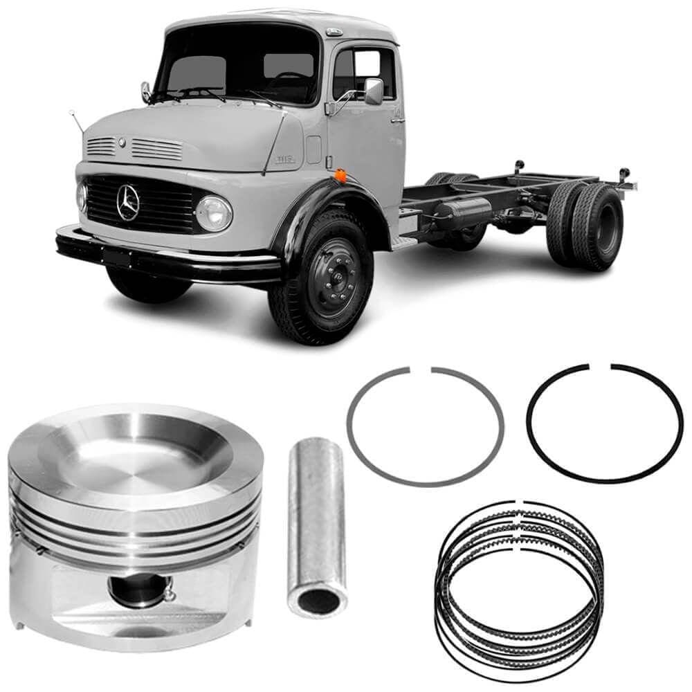 Kit Pistão Anéis Compressor Mercedes Benz 1113 81 a 89 Metal Leve