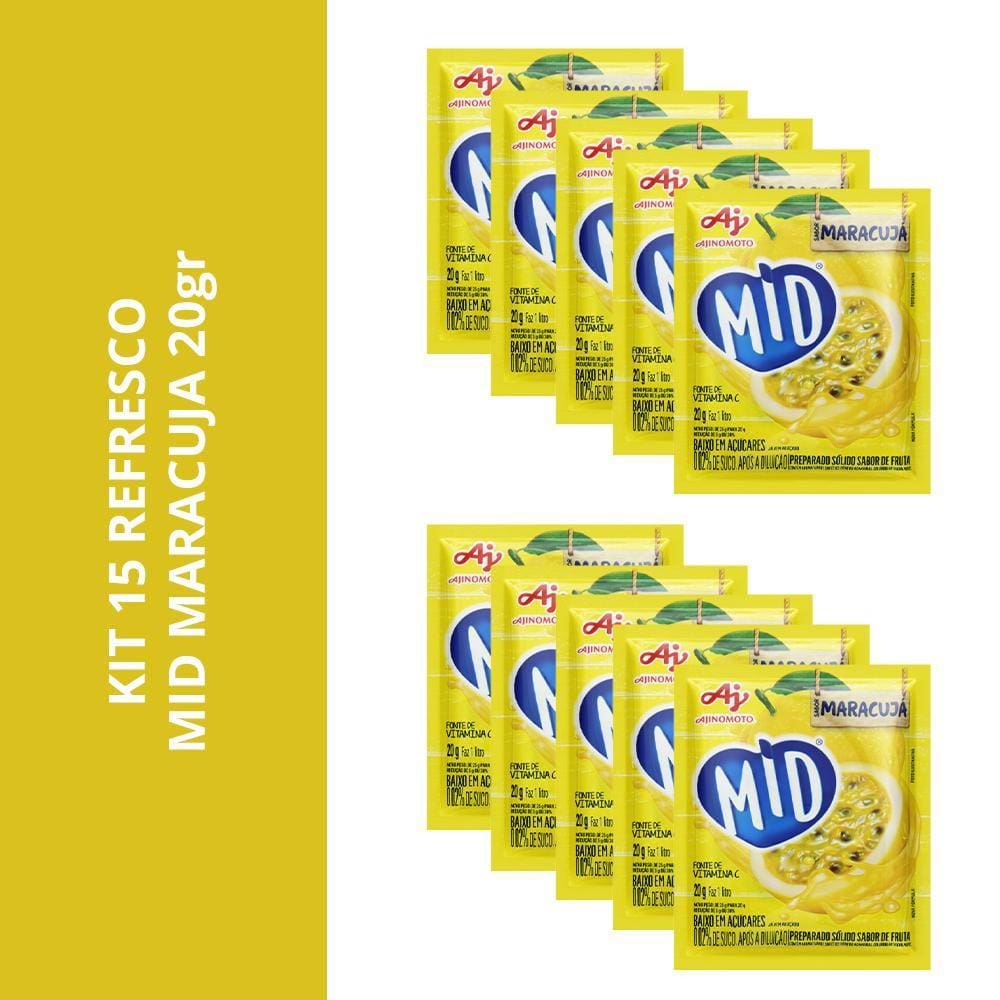 Kit 15 Refresco Mid Maracuja 20Gr