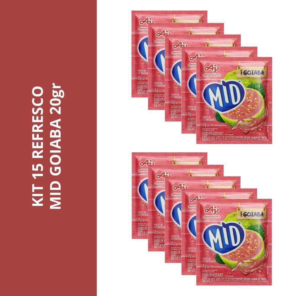 Kit 15 Refresco Mid Goiaba 20Gr